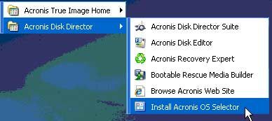 При установке acronis os selector ошибка